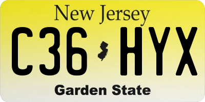 NJ license plate C36HYX