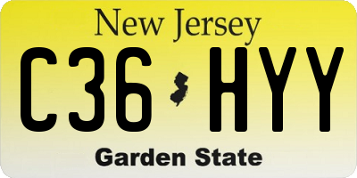 NJ license plate C36HYY
