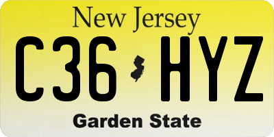 NJ license plate C36HYZ