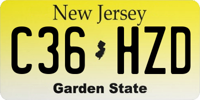 NJ license plate C36HZD
