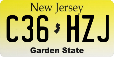 NJ license plate C36HZJ