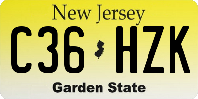 NJ license plate C36HZK
