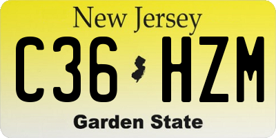 NJ license plate C36HZM