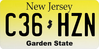 NJ license plate C36HZN
