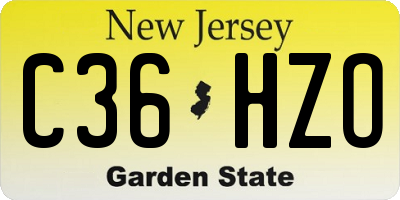 NJ license plate C36HZO