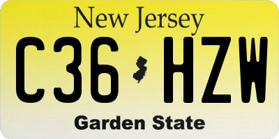 NJ license plate C36HZW