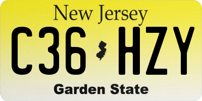 NJ license plate C36HZY