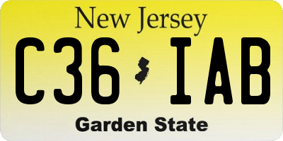 NJ license plate C36IAB