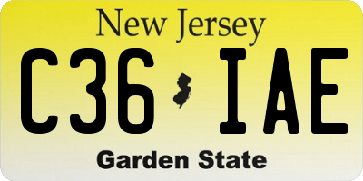 NJ license plate C36IAE