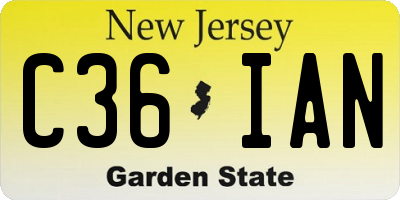NJ license plate C36IAN