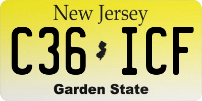 NJ license plate C36ICF