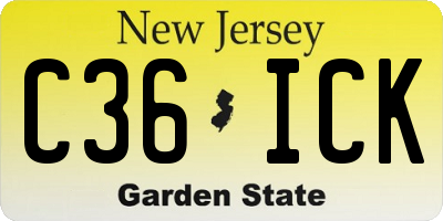 NJ license plate C36ICK