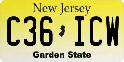NJ license plate C36ICW