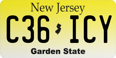 NJ license plate C36ICY