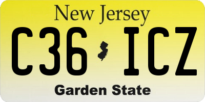 NJ license plate C36ICZ