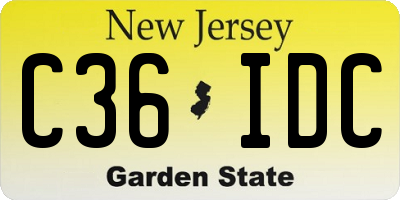 NJ license plate C36IDC