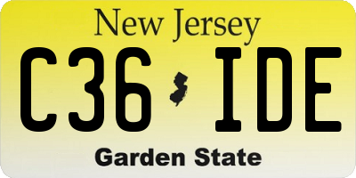 NJ license plate C36IDE
