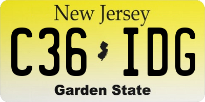 NJ license plate C36IDG