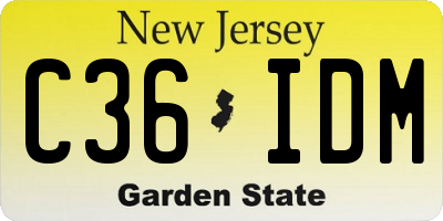NJ license plate C36IDM