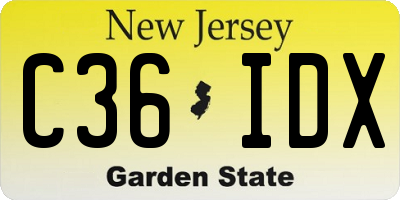 NJ license plate C36IDX