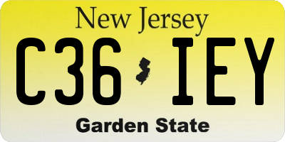 NJ license plate C36IEY
