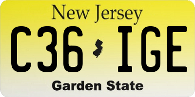 NJ license plate C36IGE