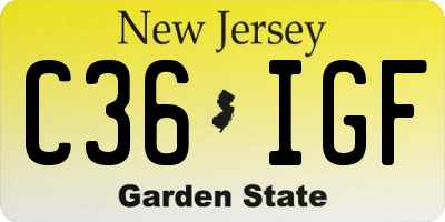 NJ license plate C36IGF