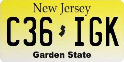 NJ license plate C36IGK