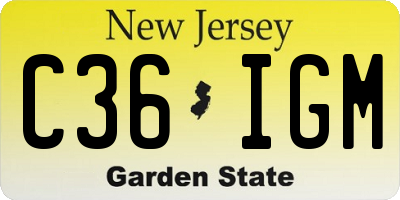 NJ license plate C36IGM