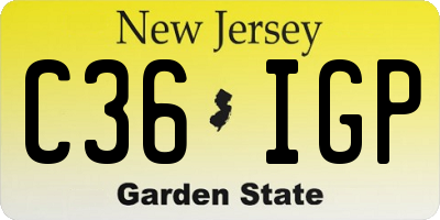 NJ license plate C36IGP