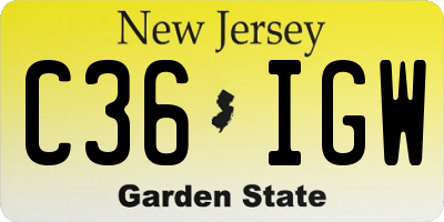 NJ license plate C36IGW
