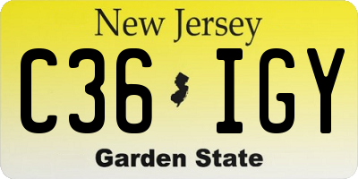 NJ license plate C36IGY