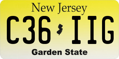NJ license plate C36IIG