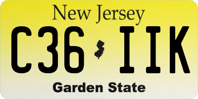 NJ license plate C36IIK