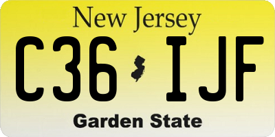NJ license plate C36IJF