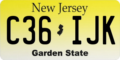 NJ license plate C36IJK