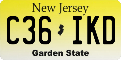 NJ license plate C36IKD