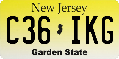 NJ license plate C36IKG