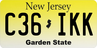 NJ license plate C36IKK