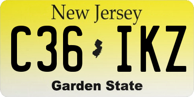 NJ license plate C36IKZ