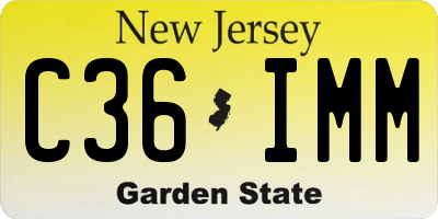 NJ license plate C36IMM