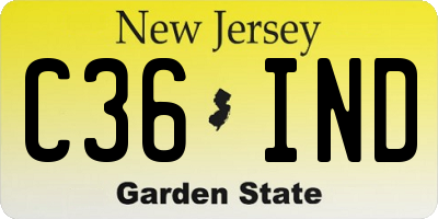NJ license plate C36IND
