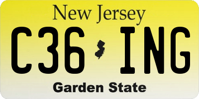 NJ license plate C36ING