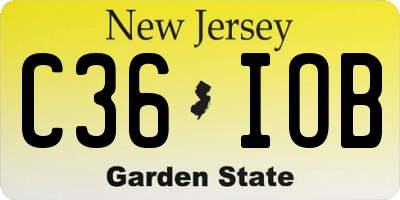 NJ license plate C36IOB