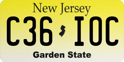 NJ license plate C36IOC