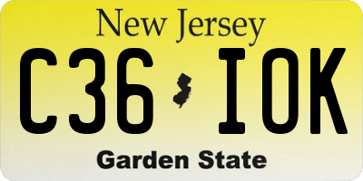 NJ license plate C36IOK