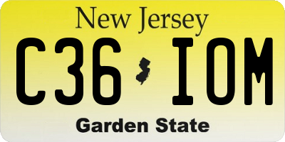 NJ license plate C36IOM