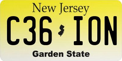 NJ license plate C36ION