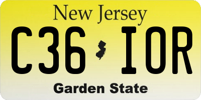 NJ license plate C36IOR