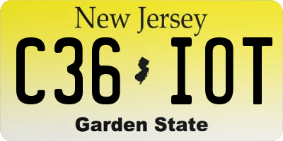 NJ license plate C36IOT
